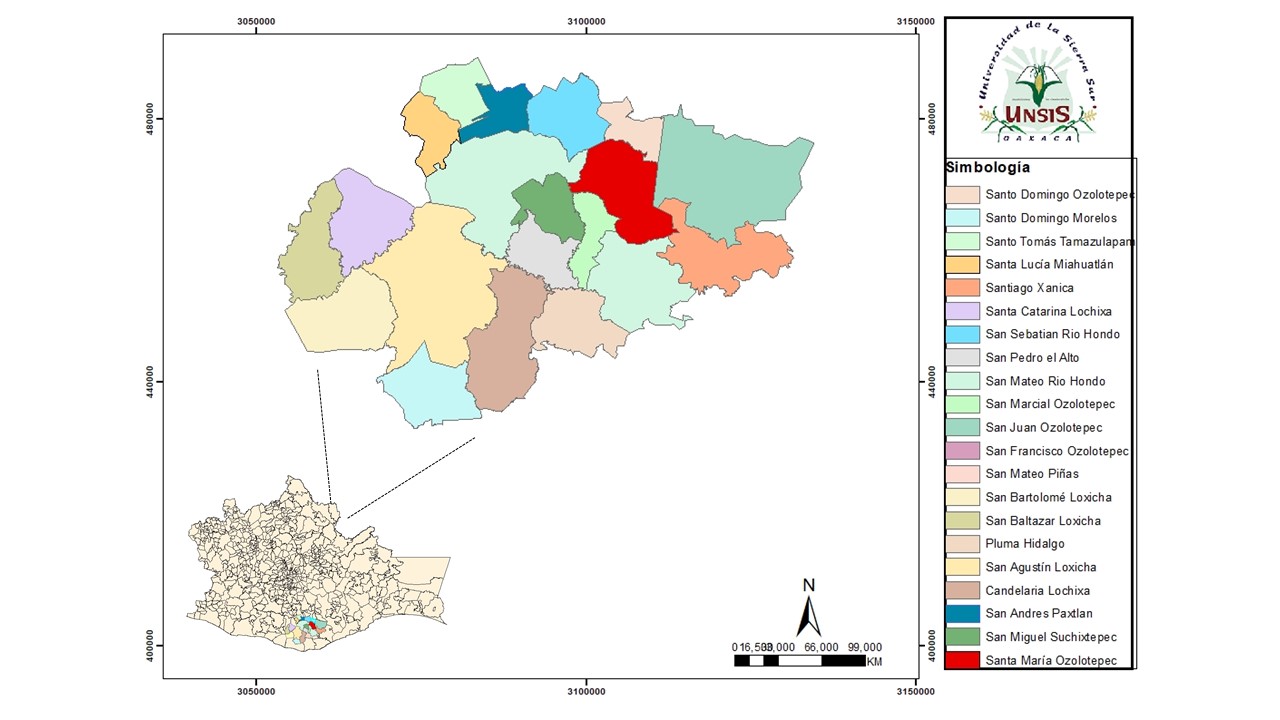 Mapa 1. Ubicación geográfica de la
micro región Zapoteca-Sierra Sur