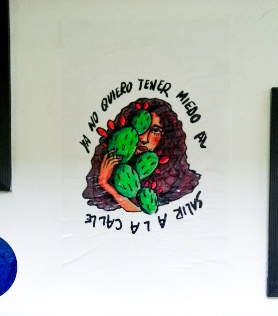 Fig. 4. Propuesta de paste up acerca de la
inseguridad social. Mujer Semilla. A&ntilde;o 2019.
