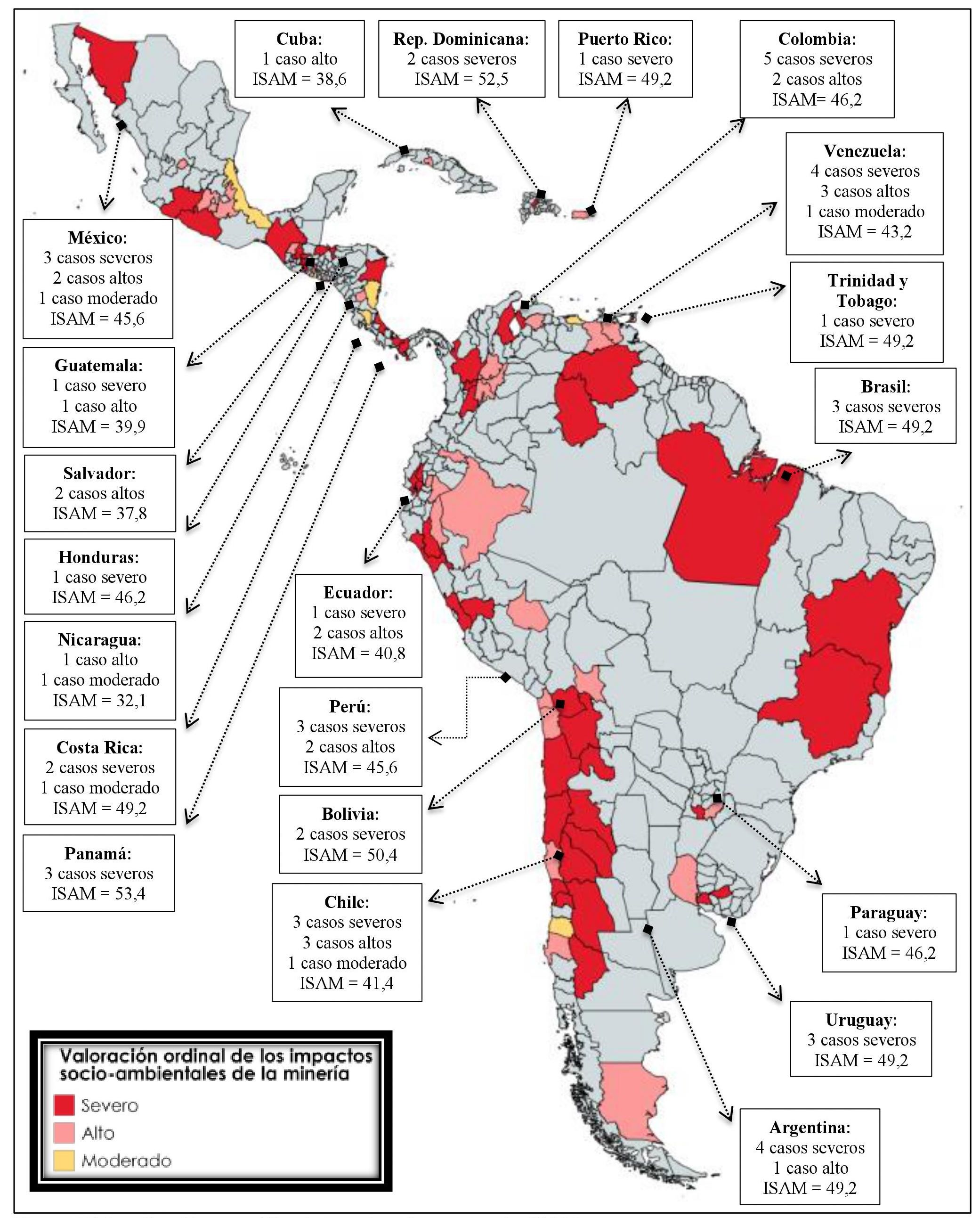 Figura 2. Geo-localización
de las apreciaciones de los ISAM