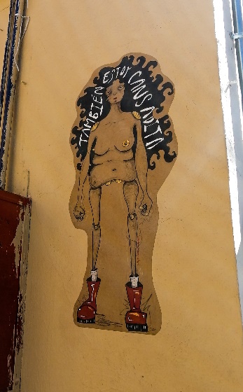 Fig. 1. Pieza de paste up elaborada por Mujer
Semilla en Aguascalientes. año 2019.