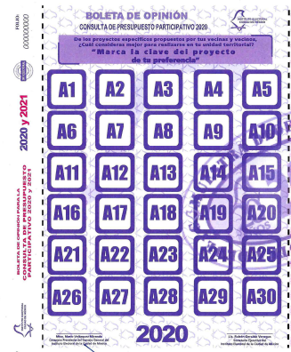 Figura1. Boleta de opinión de la
consulta de presupuesto participativo.